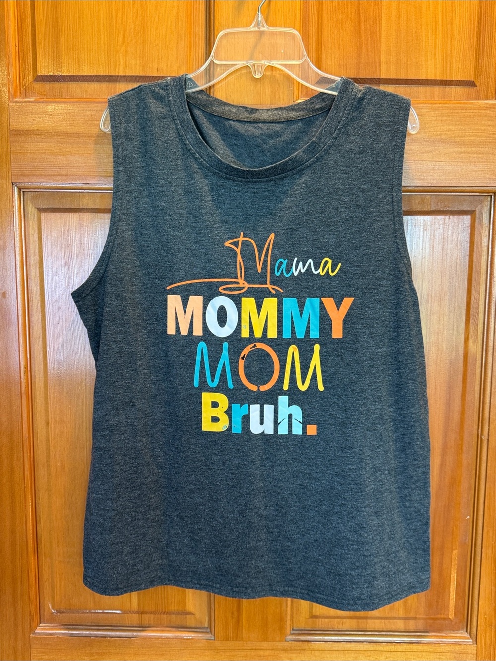 Charcoal Graphic Mama Mommy Mom Bruh Sleeveless Tank Size Large